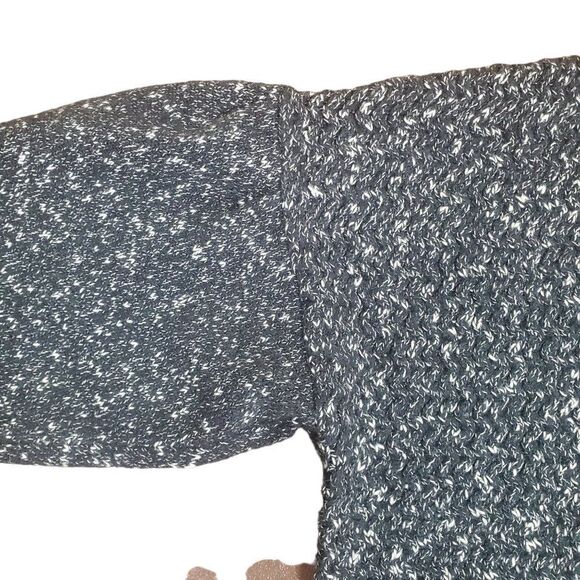 Current Air Los Angeles Chunky Knit V Neck Split Back Charcoal White Women Sz L - Picture 6 of 13